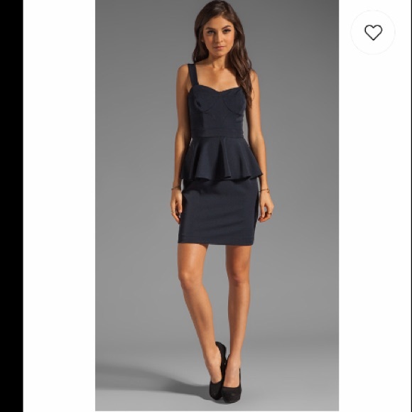 NWT Shoshanna Deanna Peplum Dress in Navy Blue - Picture 2 of 4